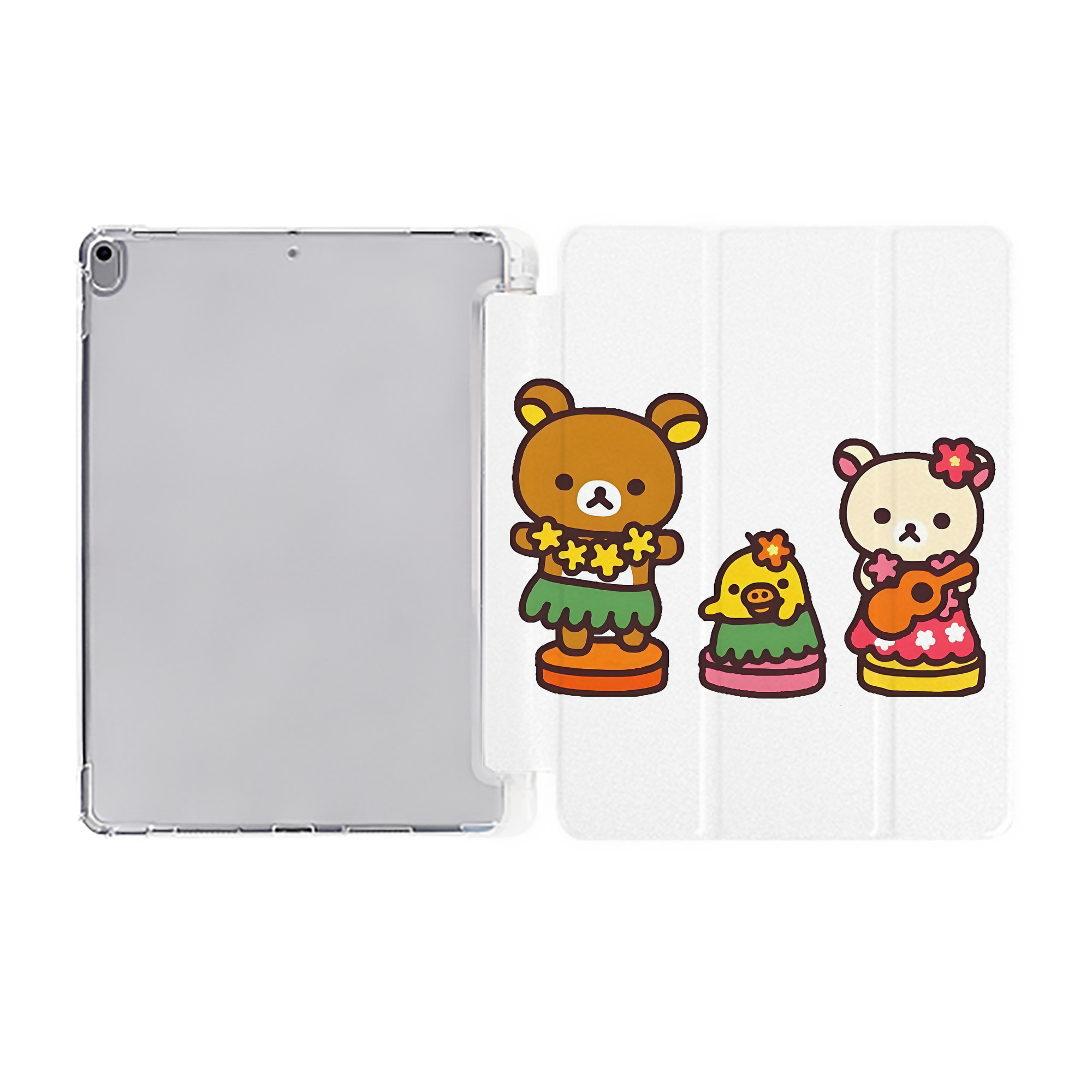 （画像用） リラックマ リラックマ キイロイトリ Rilakkuma Korilakkuma Kiiroitori IPad ケース ペン収納付き 三つ折りスタンド PUレザー×シリコン 対応機種9.5/10.5/10.9インチ